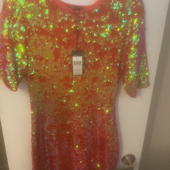 BCBG Max Azria Marta sequin dress, azalea red, sz medium - Picture 2 of 3